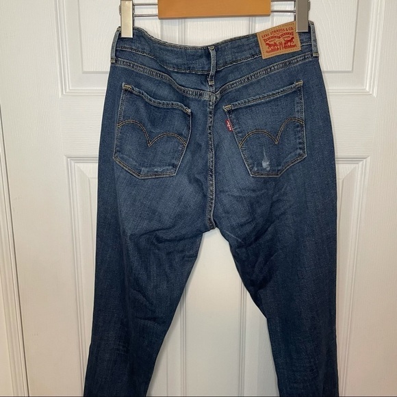 LEVI’S 711 Skinny Distressed Blue Denim Jeans 30 - Picture 3 of 7